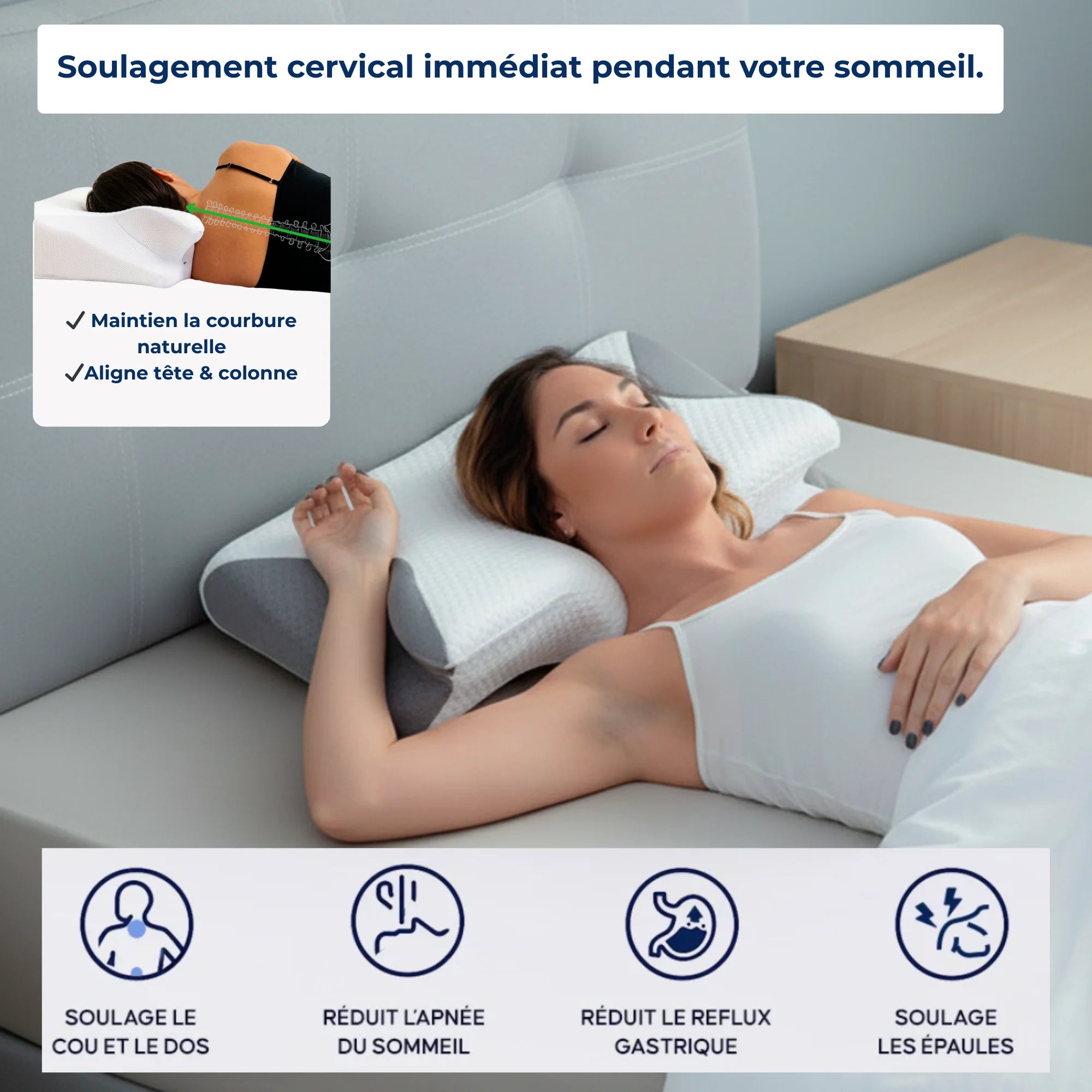 Oreiller Cervical Dormir Plus Orthopédique à Mousse Mémoire
