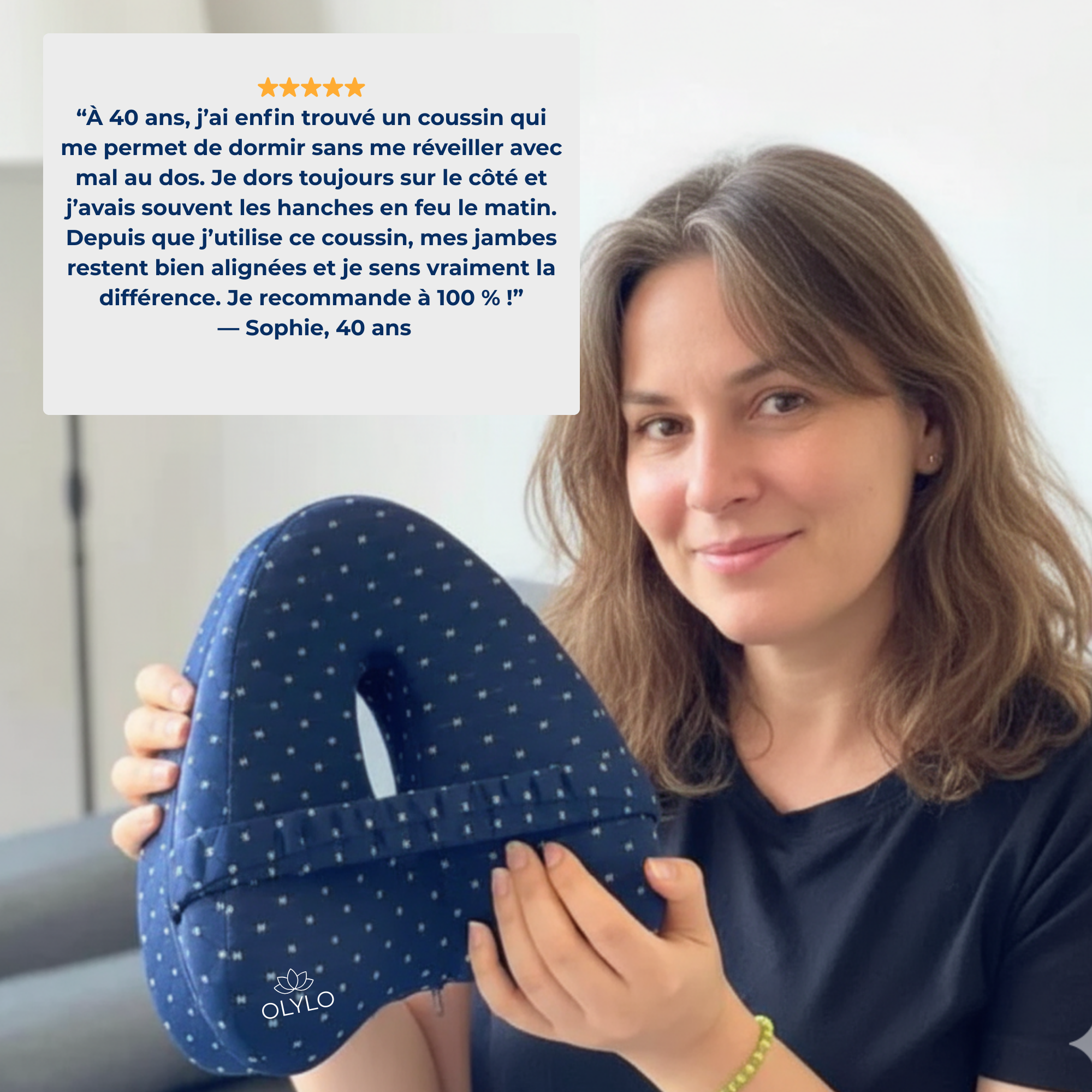 OLYLO LegEase™ — Coussin Orthopédique Genoux & Jambes